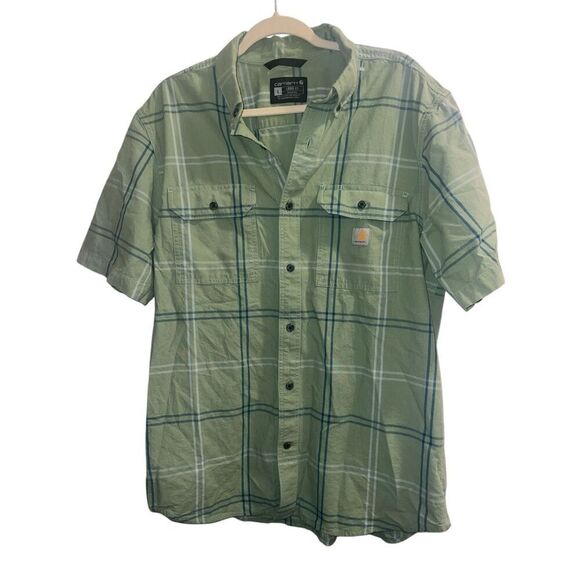 ✨Carhartt Loose Fit Midweight Plaid Sz Large Shirt - Short Sleeve✨ - Picture 4 of 8